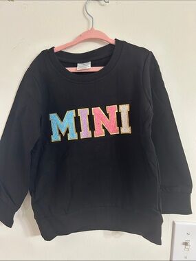 Kids Black Sweatshirt with Colorful 'MINI' Applique